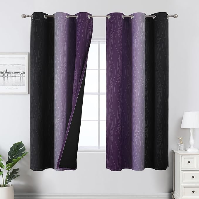 Purple and Black Ombre Blackout Curtains by ESTELARTEXTILER