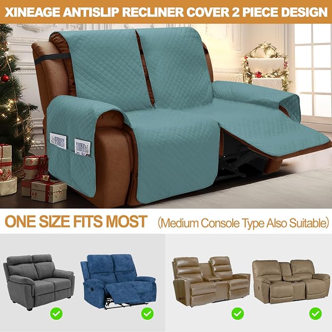 XINEAGE Water Resistant Recliner Cover, 2 Seat Loveseat Covers - Image 5