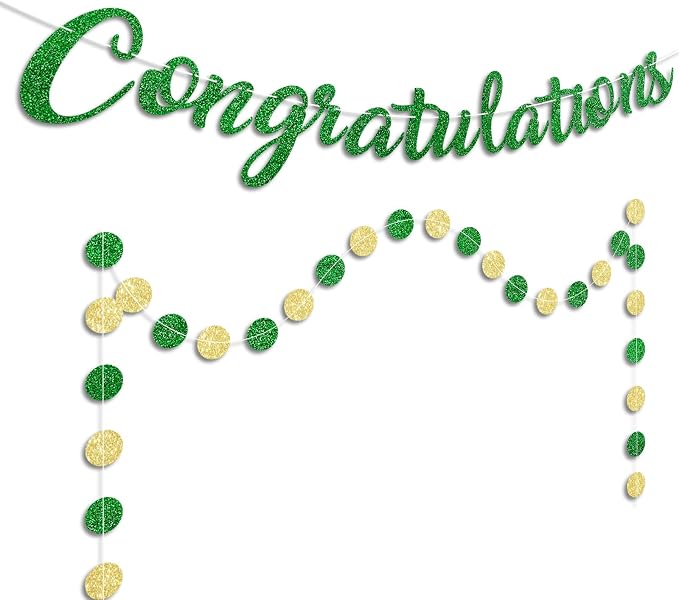Green Congratulations Banner Sign Prestrung Congrats Banner Garland - Image 2