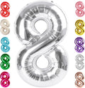 8 Balloon Numbers Birthday Decorations, 40In Silver Balloons by Mluchee