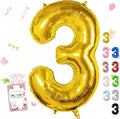 40 Inch Gold Number 3 Balloon, 3rd Birthday Decoration Boys Girls | Large Self by Smlpuame
