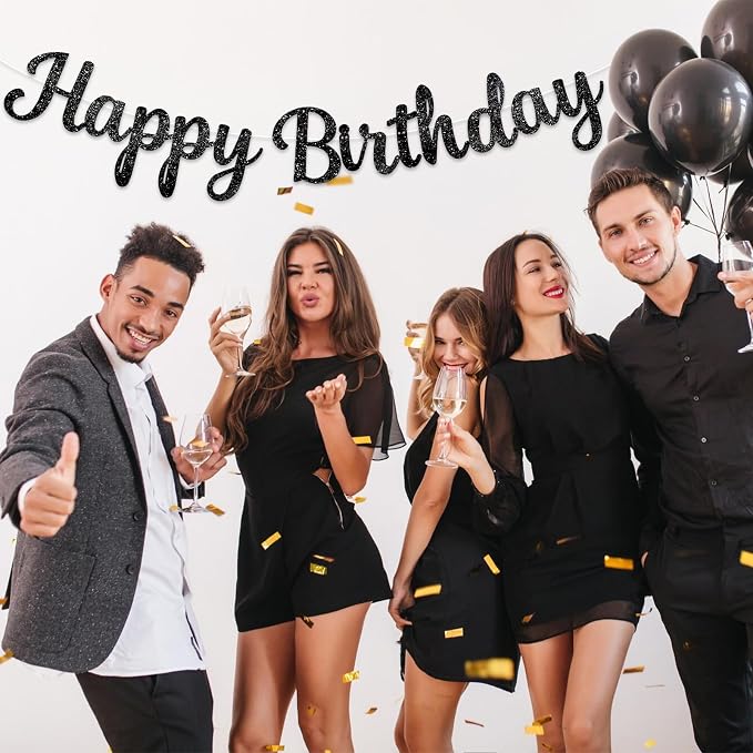 Black Happy Birthday Banner - Image 7