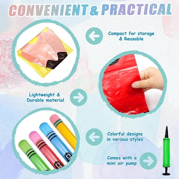 16 Pcs Large Inflatable Pencil Balloons Set Jumbo Inflatable Crayons Giant - Image 4