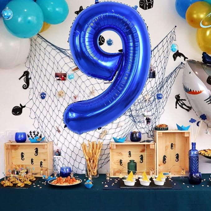 TONIFUL 40 Inch Navy Blue Number 9 Balloons Large Foil 9th Birthday Decor | - Image 4