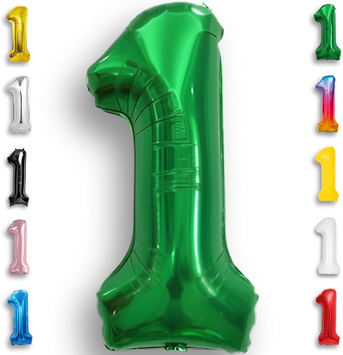 Green Number Balloon 1 Mylar Foil Balloons 32 inch by Unknown