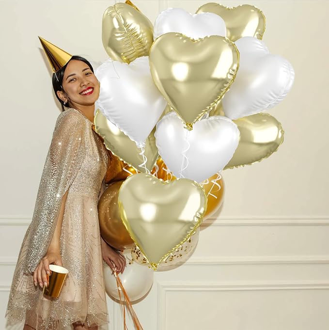 Biapian Pastel Gold Heart Balloons - Image 6