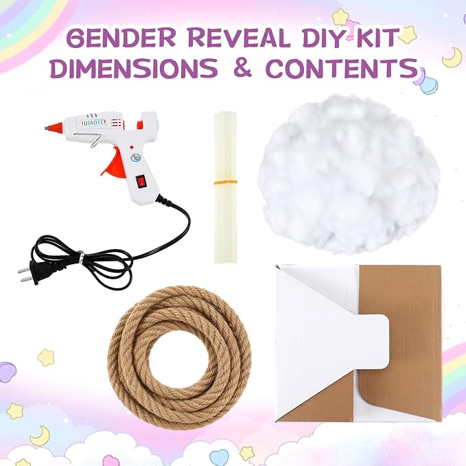 Cloud Gender Reveal Balloon Drop Box, Baby Shower Hanging Ornament | Twinkle - Image 3