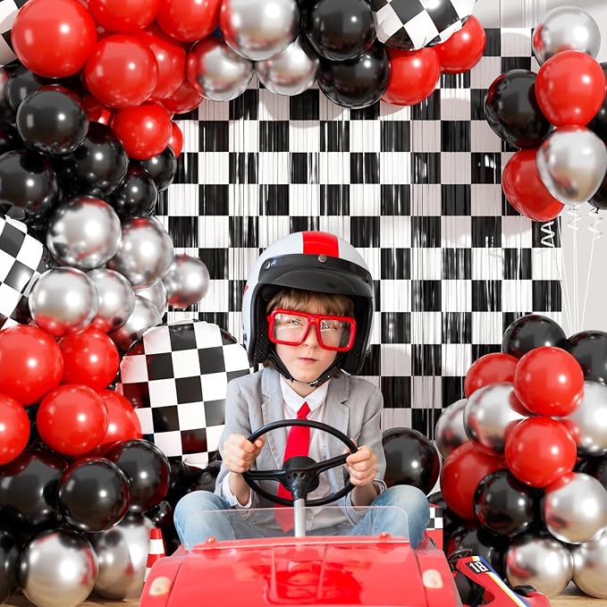 Race Car Balloon Garland Arch Kit Birthday Party Decorations | Black White - Image 6