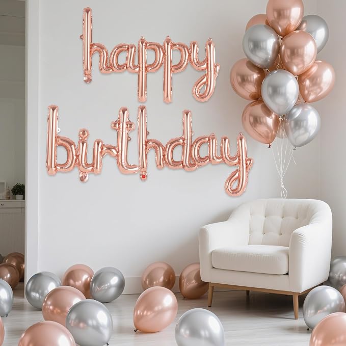 Happy Birthday Balloons Banner Foil Letters Balloons Connected, Personalized - Image 3