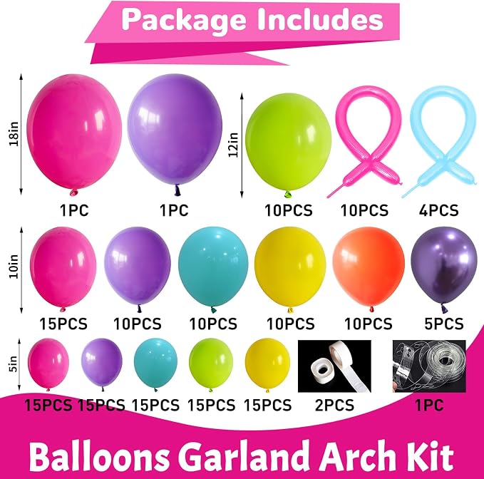 HILAVO Magic Balloon Garland 161 Pcs Assorted Colors Latex Balloons Arch Kit - Image 2