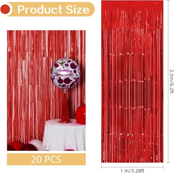 20 Pack Red Foil Fringe Curtains - Image 3