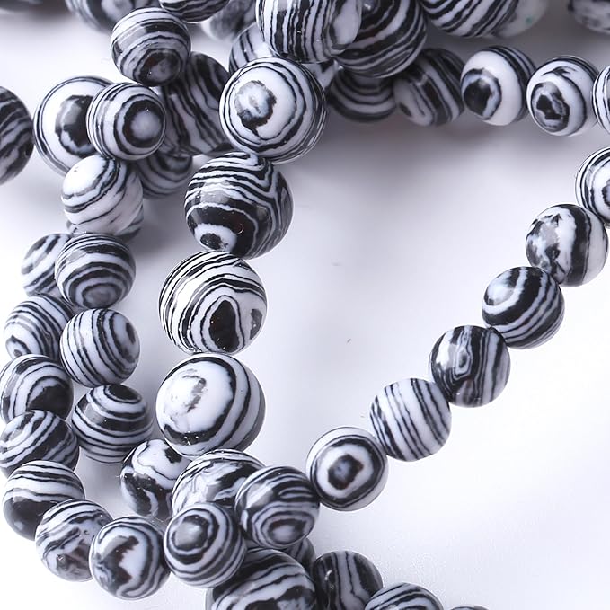 Black Peacock Turquoise Stone Beads Gemstone Round Crystal Energy Jade Beads Stone Beads for Jewelry Making DIY Bracelet Necklace Jewelry Making 1 Strand 15.5inch 45PCS 8MM