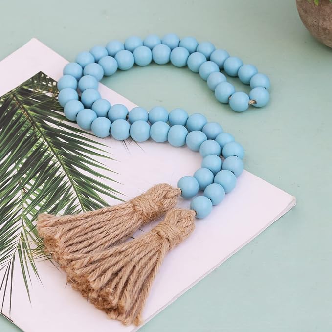 Meplait 39in Wood Bead Garland, Farmhouse Beads - Image 4