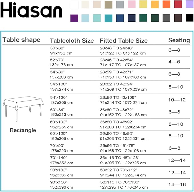 Hiasan Waterproof Tablecloth Rectangle - Washable Fabric Table Cloth for Dining Room Kitchen Birthday Party and Outdoor Use, Hunter Green, 70 x 120 Inch