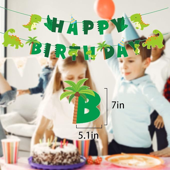 Dinosaur Birthday Banner | Green Dinosaur Birthday Party Decorations - Image 2