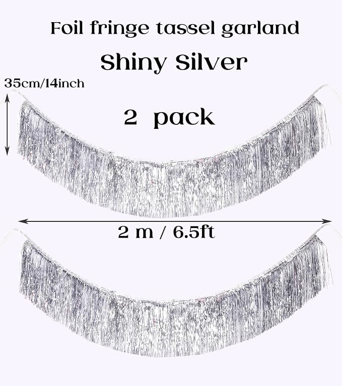 Premium Silver Fringe Tinsel Garland - Image 3