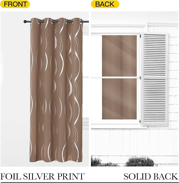 NICETOWN Blackout Curtains for Bedroom, Foil Printed Wave Lines Energy Saving - Image 6