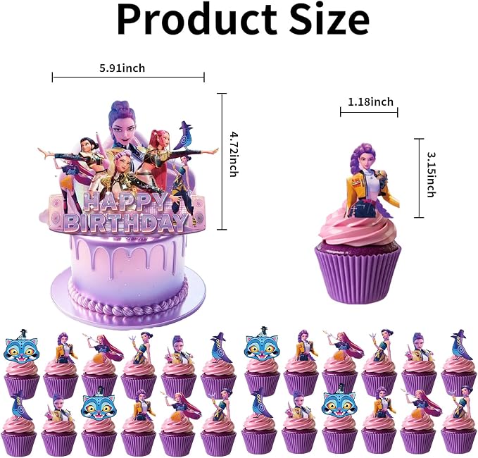 25 Pcs Anime Cake Decorations, Cute Happy Birthday Cake Toppers, You Will - Image 2