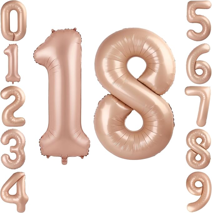 40 Inch Caramel Foil Number 18 Balloon by TNCDJKPA