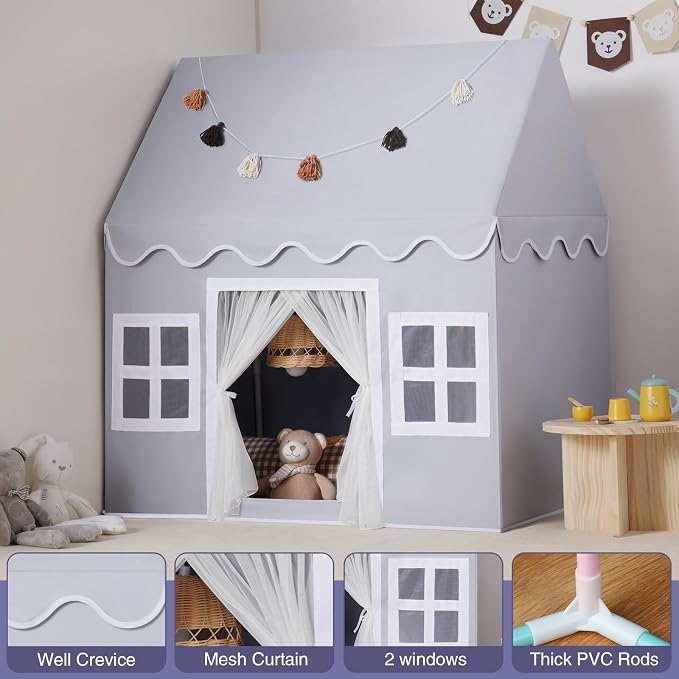 Kids Play Tent Indoor: Mat, Tassel Garland - Image 3