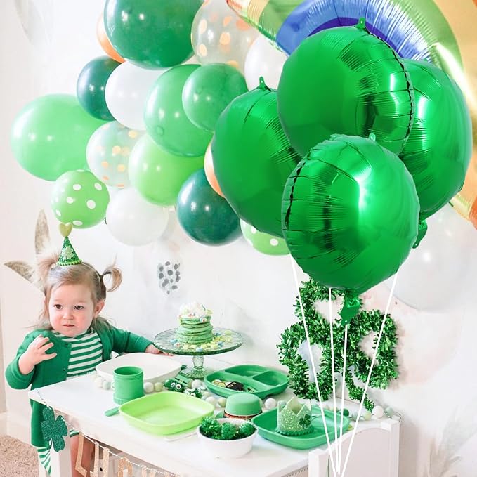 TONIFUL 30Pcs 18 Inch Round Balloons Large Green Round Shape Foil Balloons Big - Image 6