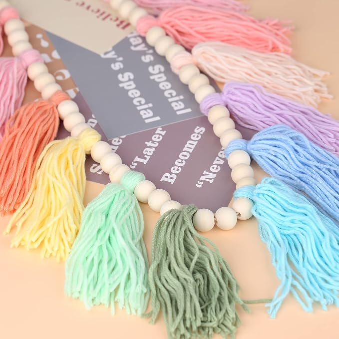 Cotton Tassel Garland Banner Colorful Birthday Decor Party Backdrop Christmas - Image 4