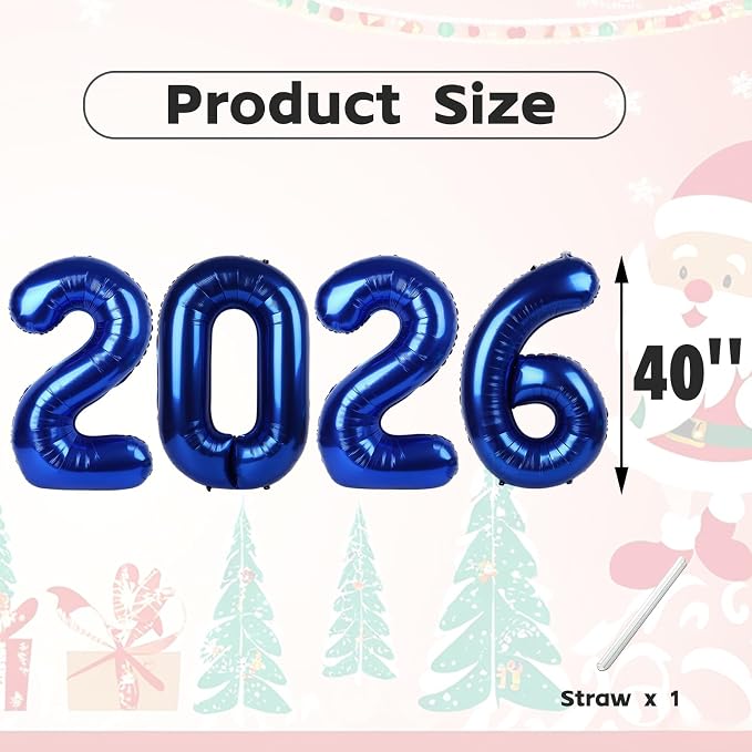 2026 Balloon Numbers Party Decorations, 40In Navy Blue Balloons | Eye-catching - Image 5