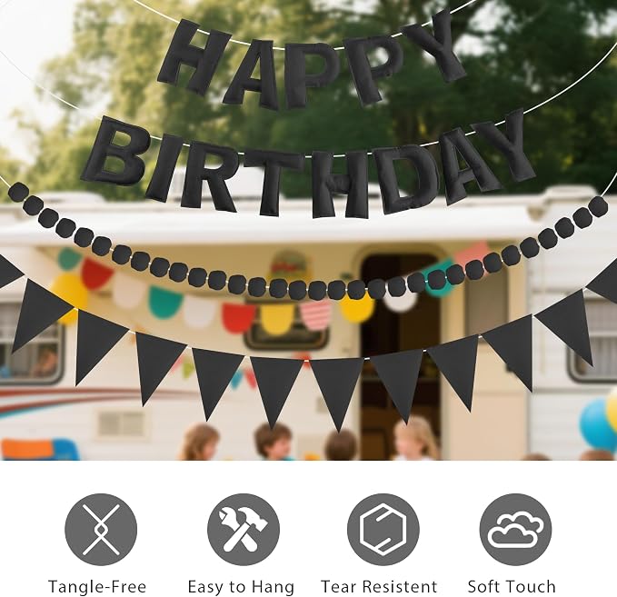 CANREVEL 3 PCS Pre-Strung 3D Happy Birthday Banner Decorations, Happy Birthday - Image 3