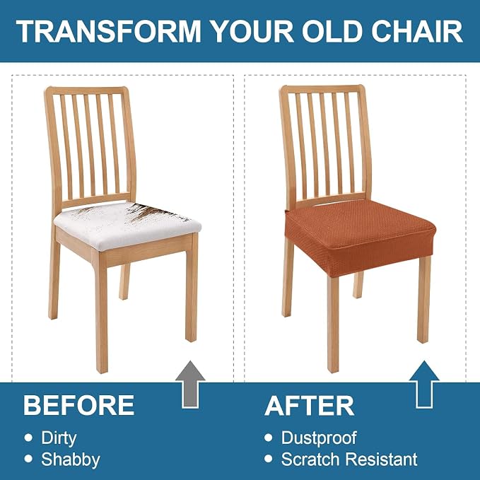 Smiry Waterproof Seat Covers for Dining Room Chairs, No Rear Covers | Stretch - Image 7