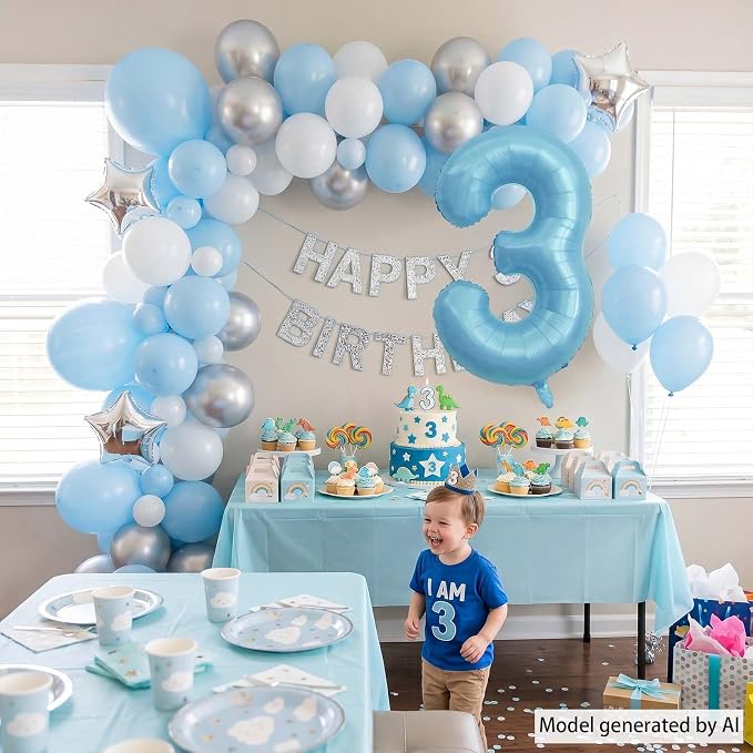 Pearlescent Blue Number 3 Balloon 40 Inch, PastelFoil - Image 7