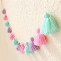 Big Size Tassel Garland H3.1in Polyester Yarn Colorful Pom Pom Tassel Banner by Binpeng