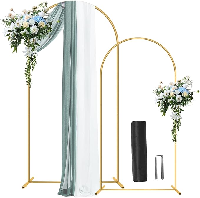 2 Pack Metal Arch Backdrop Stand 7.2FT, 6FT Wedding Balloon Floral Frame | by Nisoger
