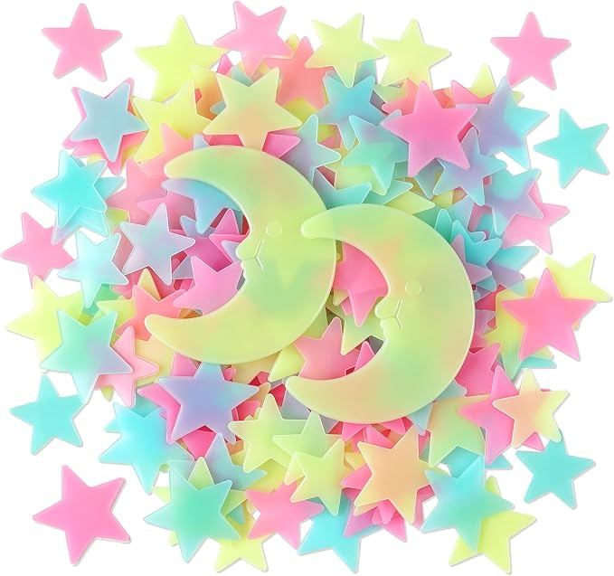 200pcs Glow in The Dark Luminous Stars Fluorescent Noctilucent Plastic Wall by AMAMAONM