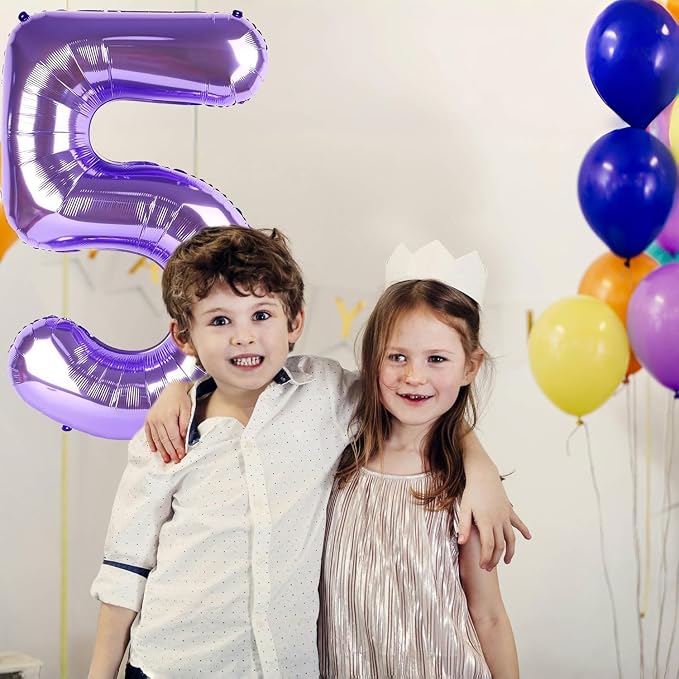 Purple Number Balloons, 40 Inch Purple Balloon 5.5 Helium Balloon 5th Birthday - Image 4