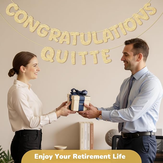 GAGAKU Pre Strung Congratulations Quitter Glitter Banner Funny Retirement - Image 5