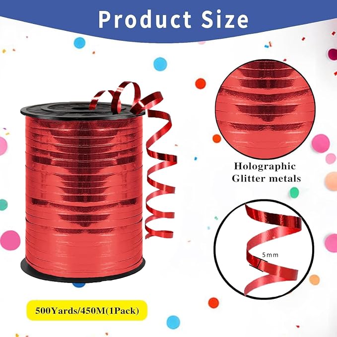 500 Yard Premium Red Curling Ribbon, Curling Ribbon - Image 2