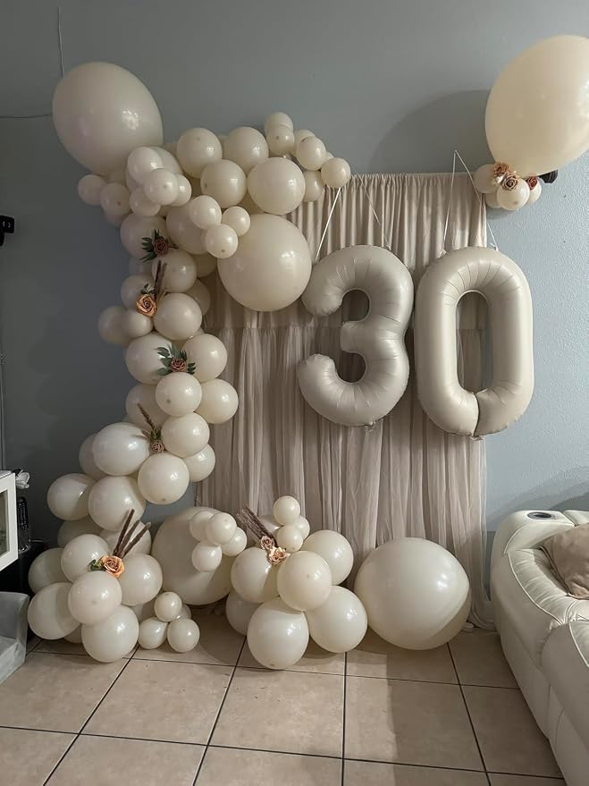 Number Balloons Cream 3 Balloon 40 inch - Image 3