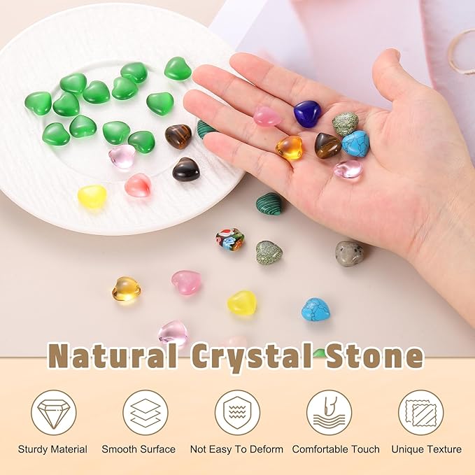 PATIKIL 20 Pcs Natural Heart Shaped Crystal Stone, 0.6 Inch Mini Polished Love Gemstone Crystal, Pocket Rock Engraved Worry Stones for Women Gifts Meditation, Agate Red