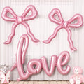 Pink Love Bow Balloons Set, 42 Inch Giant Foil Love Letter Balloon 22 Inch Bow by Togvu