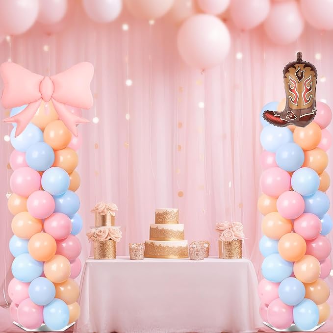 2 Sets Boots or Bows Gender Reveal Decoration Balloon Column Stand Kit - Image 7