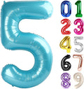 5 Balloon - Pastel Blue Birthday Number Balloons, 40 Inch Decorations | Pastel by ALPHADELTAPI