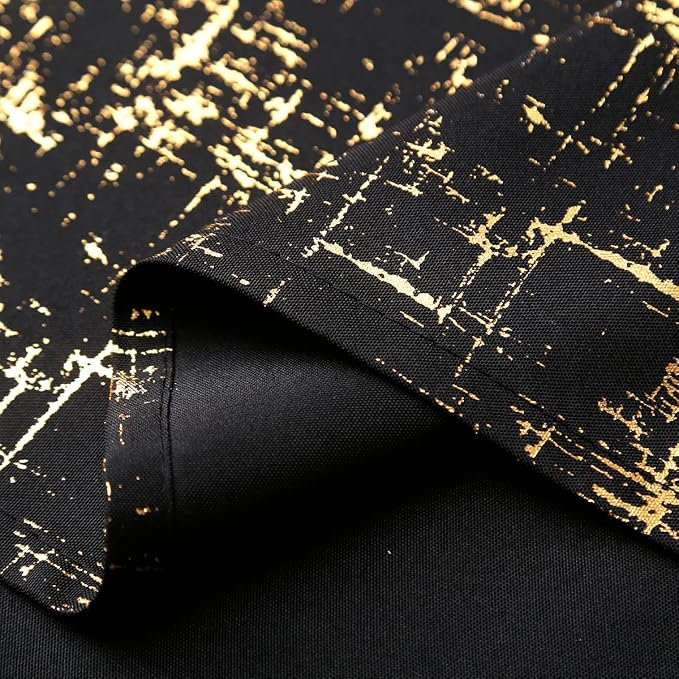 Taisier Home Gold Foil Print Linen Textured Curtains Geometric Dots Pattern - Image 6