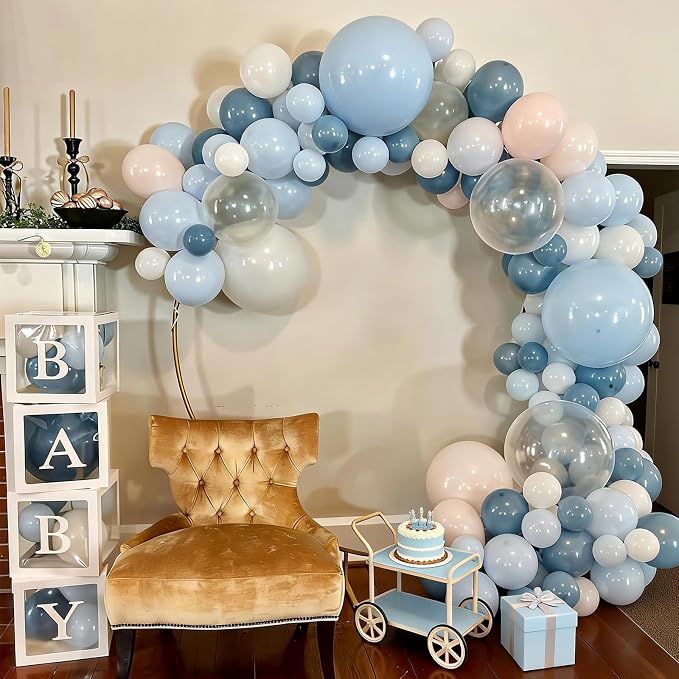FunHot Dusty Blue Balloons, 12 Inch Ivory Transparent Helium Balloons - Image 6