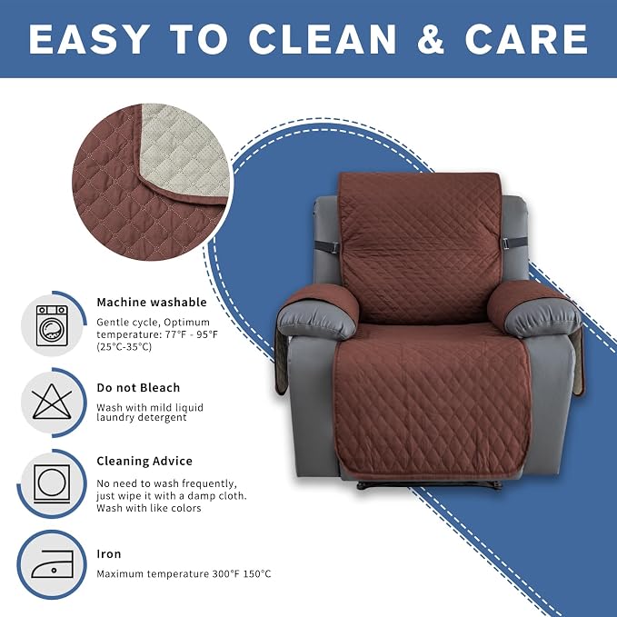 XINEAGE Water Resistant Recliner Cover, Nonslip Recliner Chair Covers - Image 7