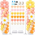 Kasyat 2 Sets Groovy Balloon Column Stand Kit Boho Daisy Macaron Pink Yellow by Kasyat