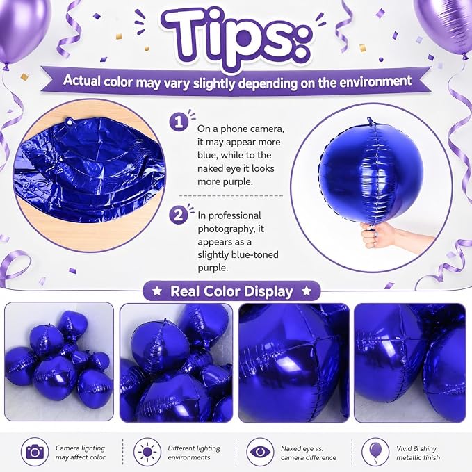 Purple Gold Round Foil Balloons - Image 4