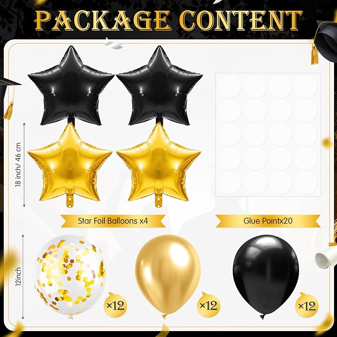 Lunmon 4 Set Black and Gold Party Decorations Balloon Stand Table Centerpieces - Image 2