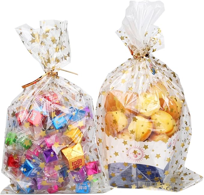 Star Printed 100 Pcs 7"X 12" Gift Wrap Cello by COQOFA