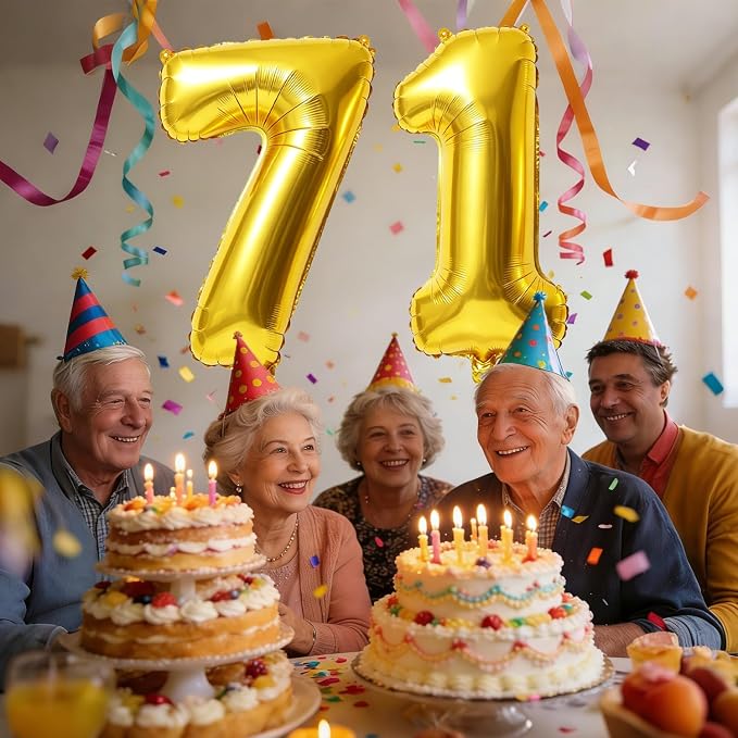 40 Inch Number 71 Balloons for 71st Birthday Party Decorations, 0-100 Gold - Image 2