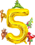 LilyZheng Dinosaur Balloon Number 5, 40 Inch Gold Foil Balloon and 5 Mini by LILYZHENG